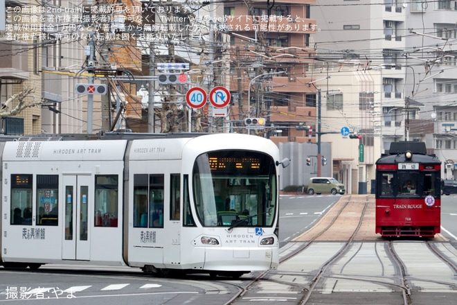 【広電】650形651号、750形768号を使用した新たな系統「循環線」の試乗会（4枚目）