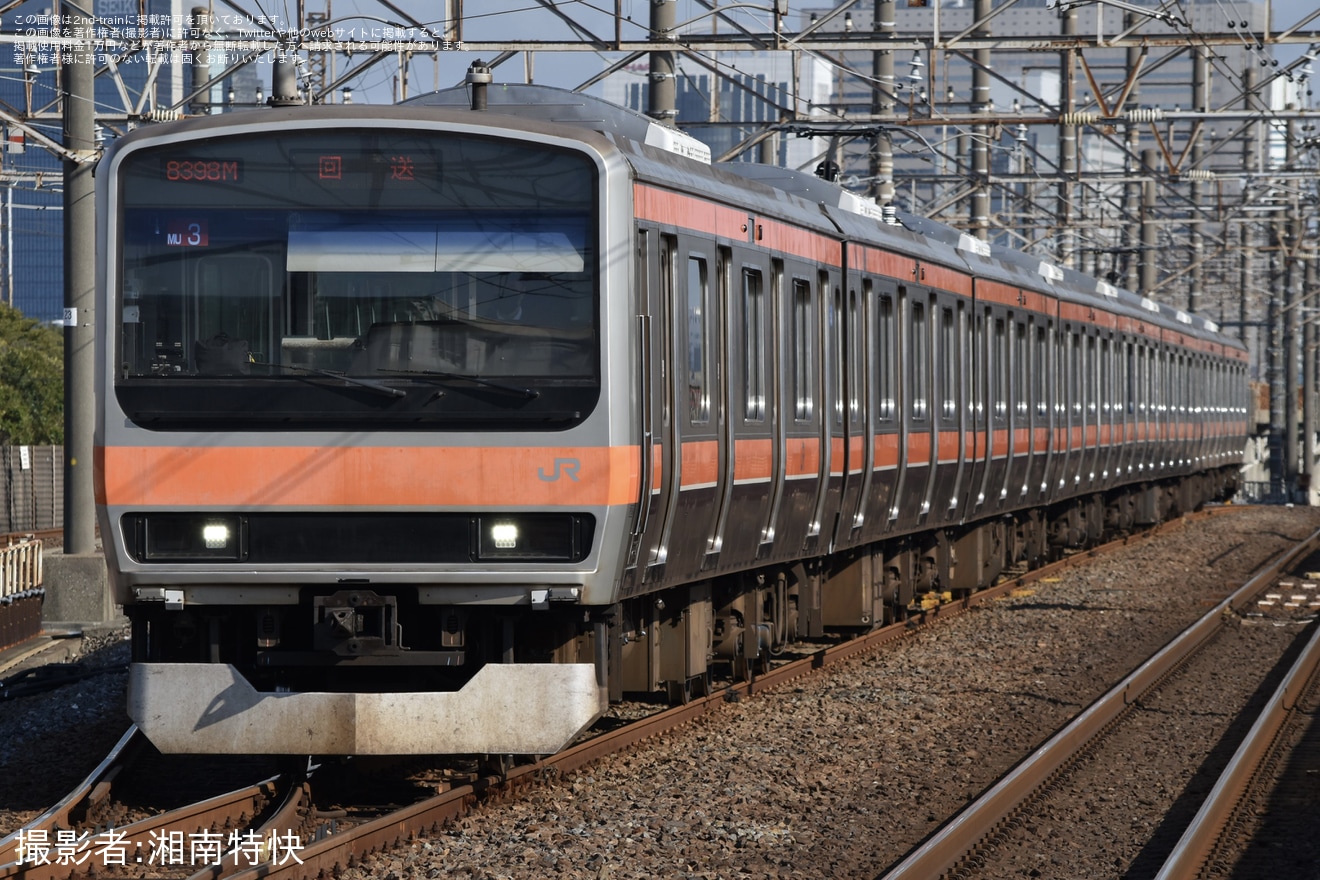 【JR東】E231系MU3編成東京総合車両センター出場回送の拡大写真