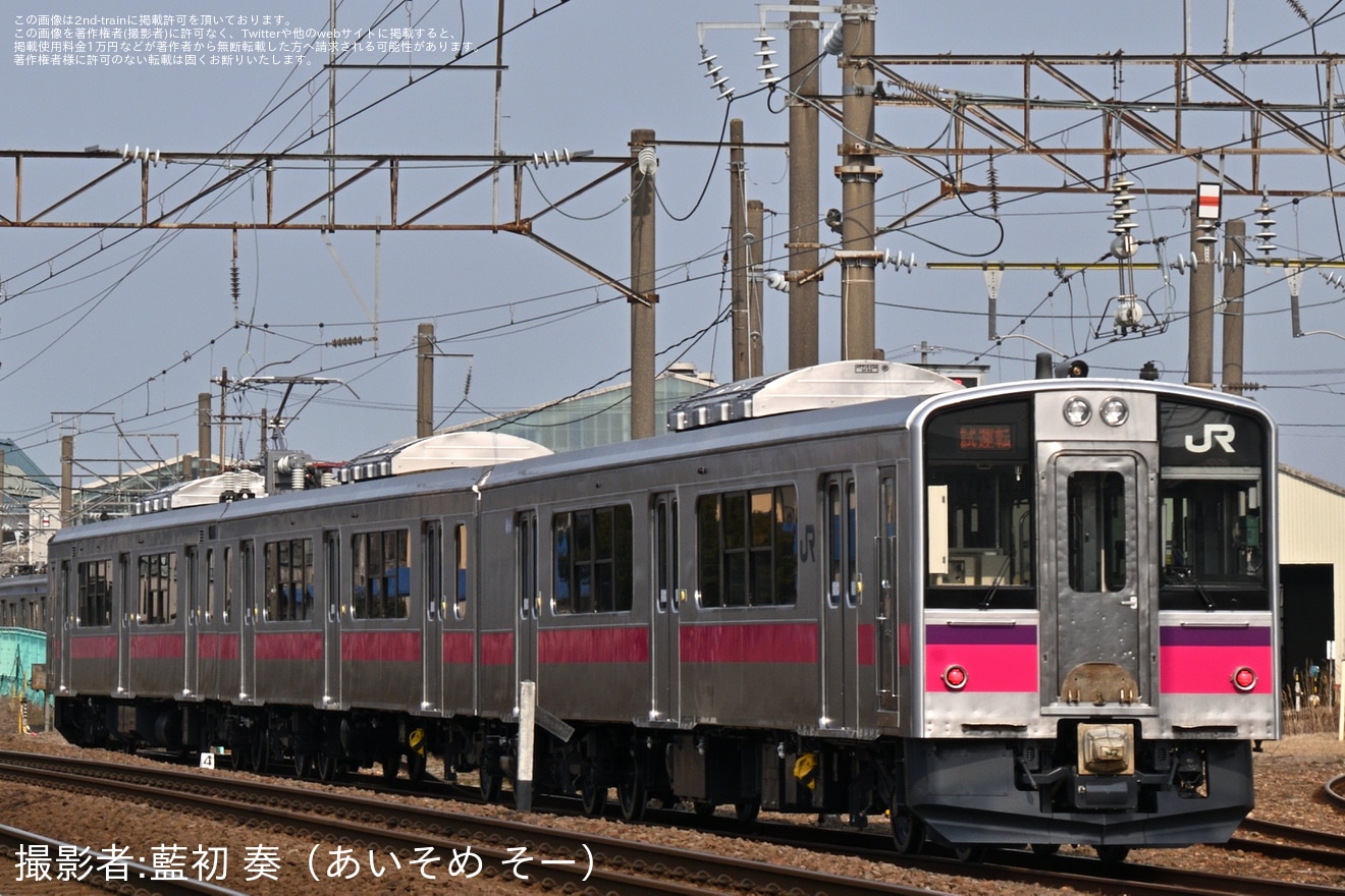 【JR東】701系N8編成秋田総合車両センター出場試運転(202603)の拡大写真