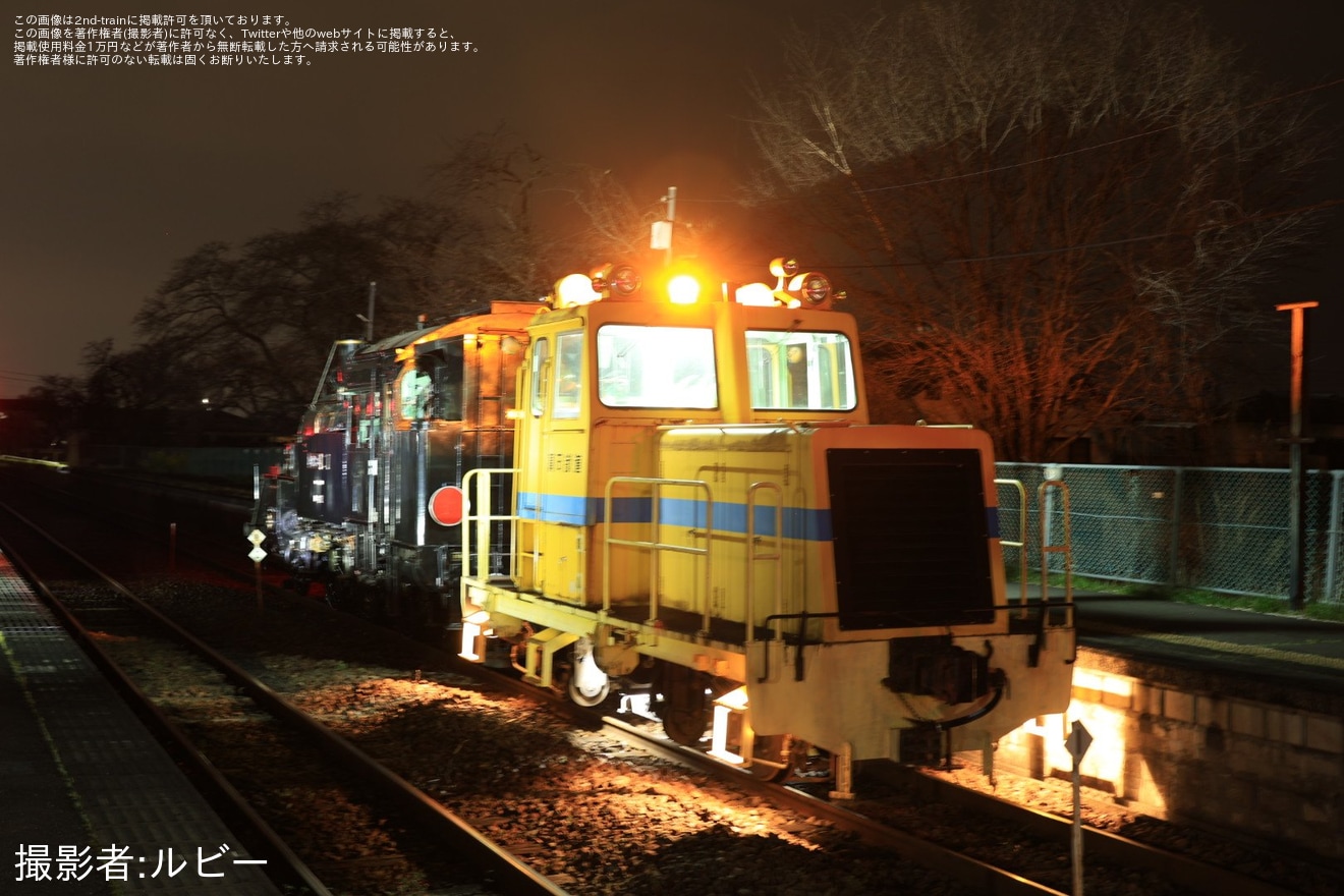 【真岡】C12-66が真岡から下館まで保線車に牽引されて回送の拡大写真