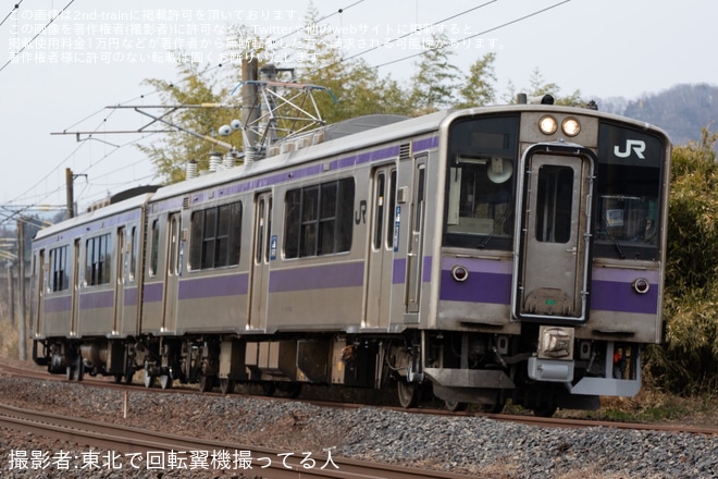 【JR東】701系1014編成郡山総合車両センター出場回送を不明で撮影した写真