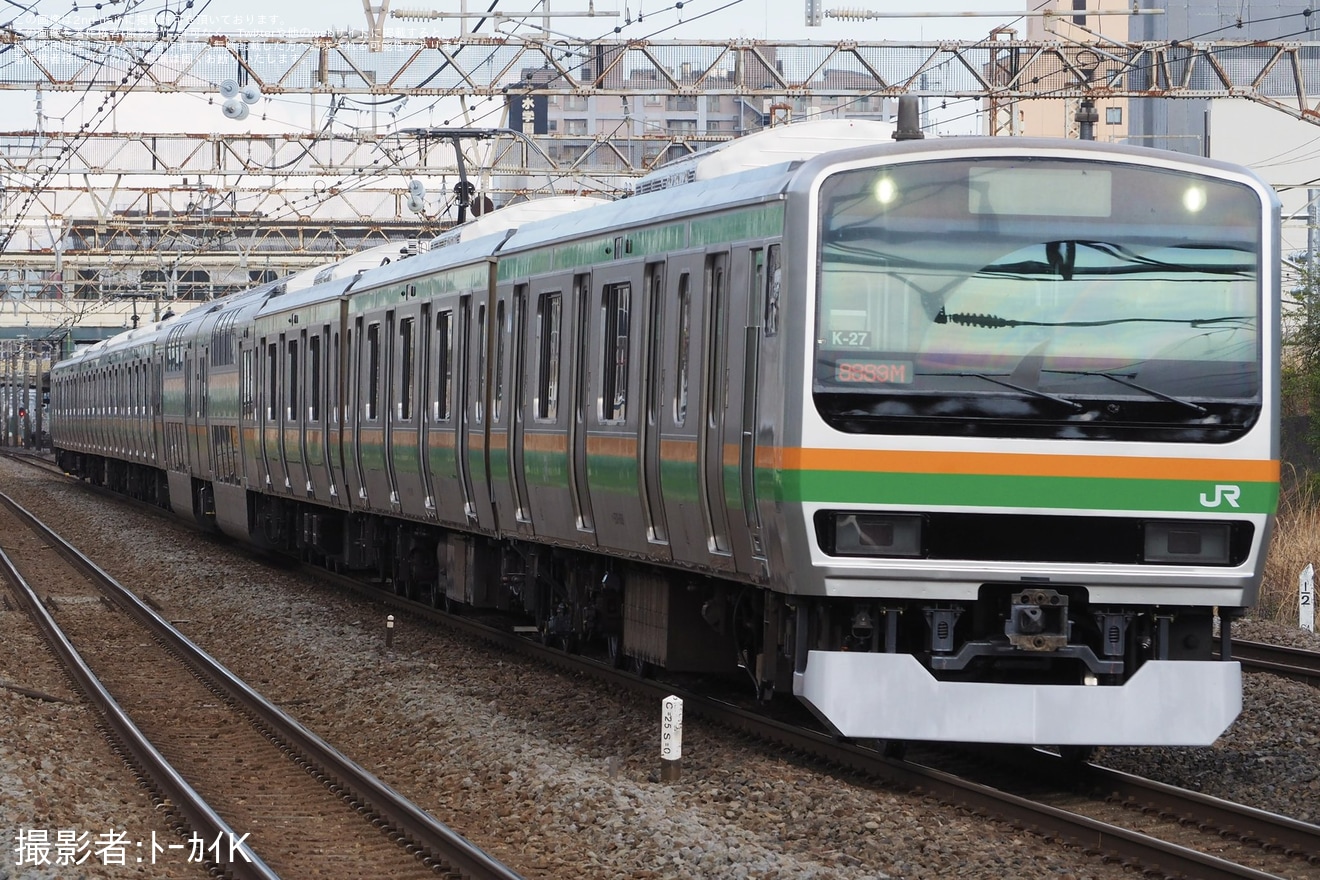 【JR東】E231系コツK-27編成 東京総合車両センター出場回送の拡大写真