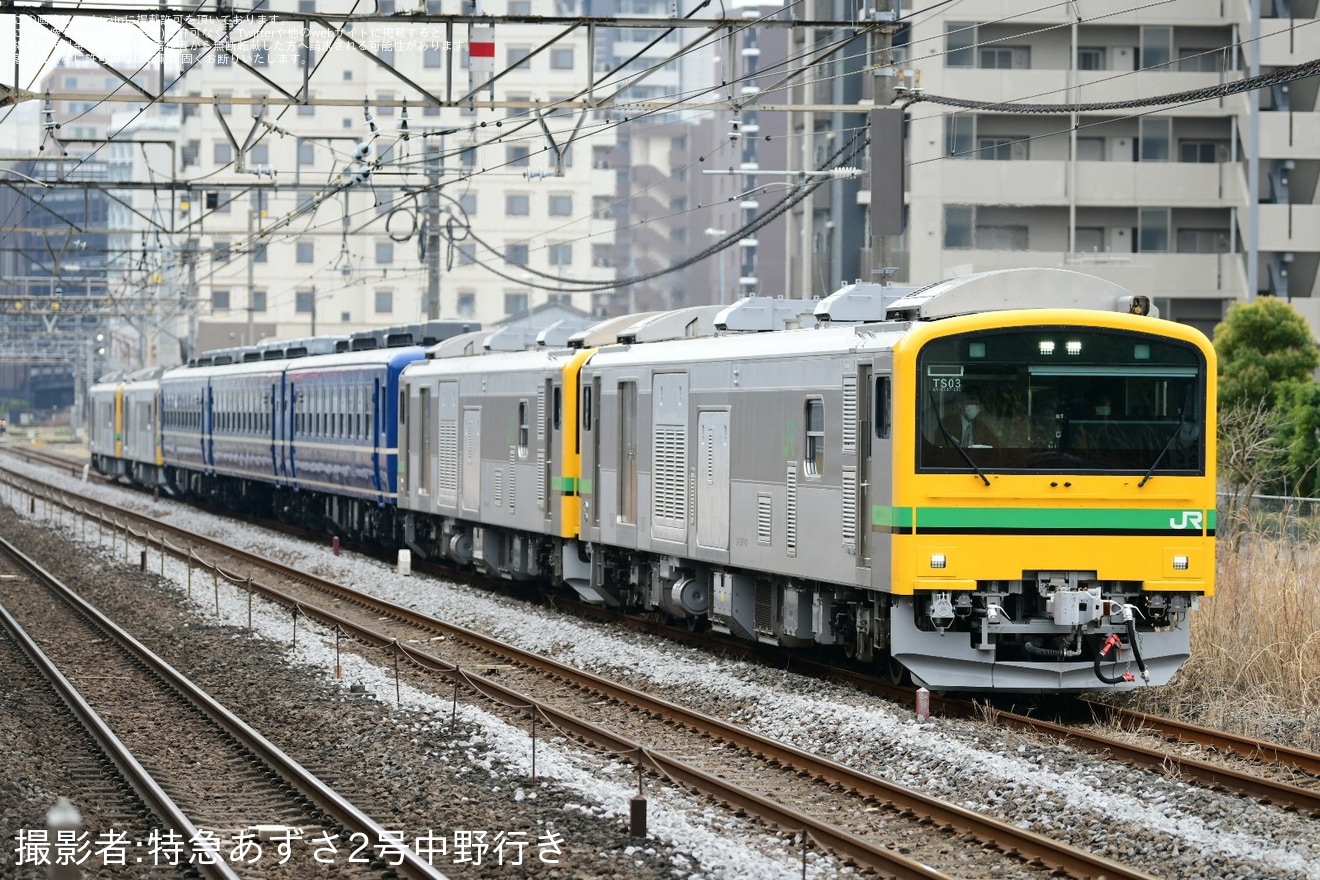 【JR東】GV-E197系2編成で12系客車を挟んだ試運転を実施の拡大写真