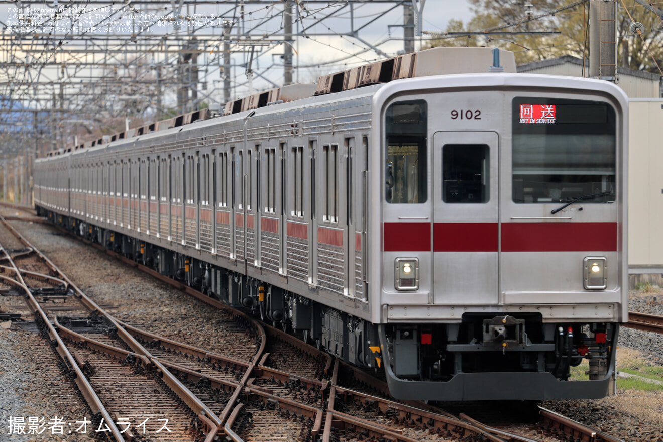 【東武】9000系9102F南栗橋工場出場回送の拡大写真