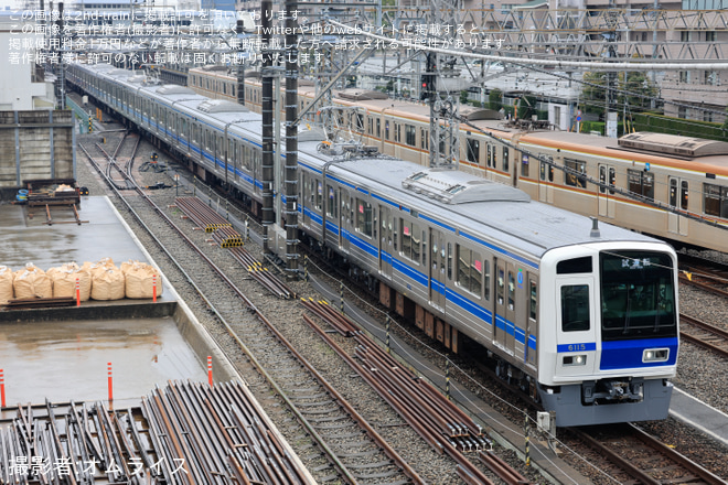 【西武】6000系6115F 武蔵丘車両検修場出場試運転を小手指車両基地で撮影した写真