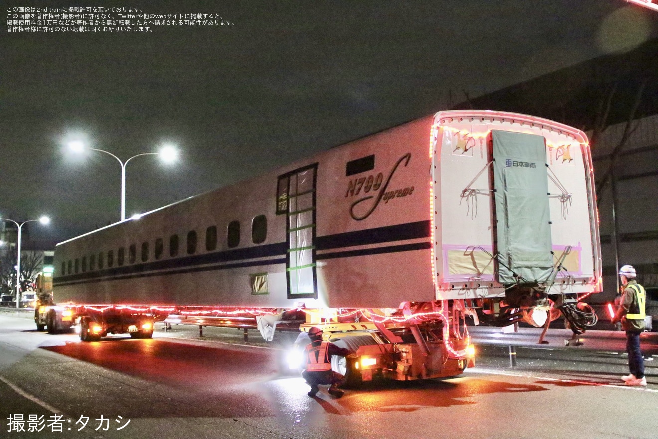 【JR海】N700S J52編成の9号車が日本車輌製造から浜松工場へ陸送の拡大写真