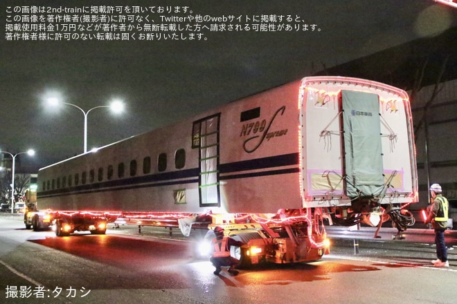 【JR海】N700S J52編成の9号車が日本車輌製造から浜松工場へ陸送（2枚目）