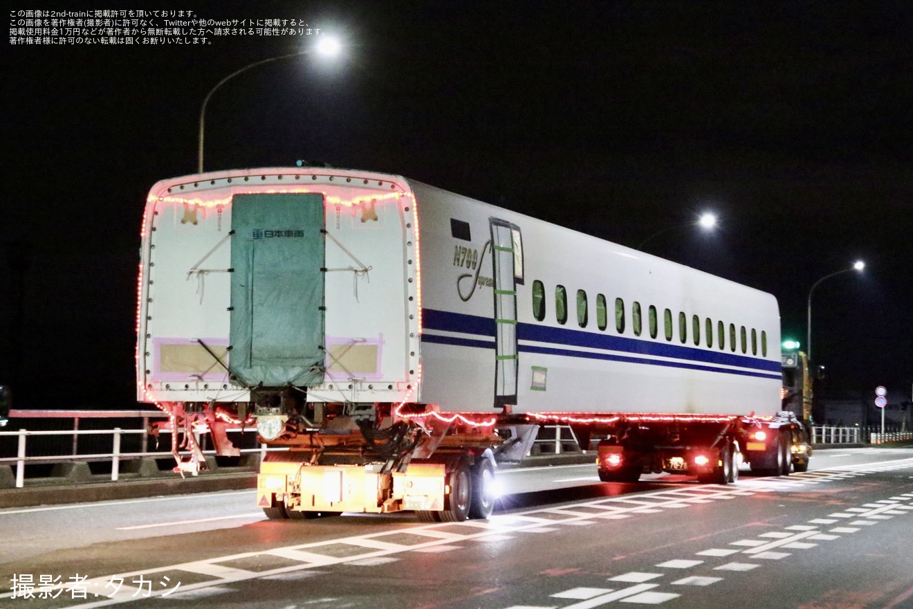 【JR海】N700S J52編成の9号車が日本車輌製造から浜松工場へ陸送の拡大写真