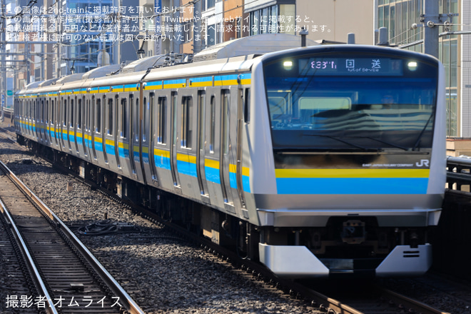 【JR東】E233系マリC2編成 東京総合車両センター出場を浅草橋駅で撮影した写真