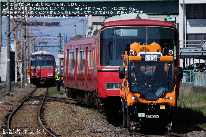 【名鉄】6800系6812Fと6500系6508Fが東名古屋港へ回送を不明で撮影した写真