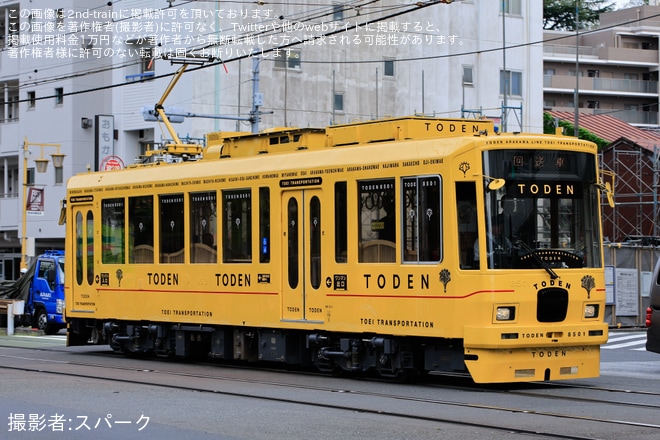 【都営】リニューアルされた都電8501号車を使用した団体臨時列車が運転を不明で撮影した写真