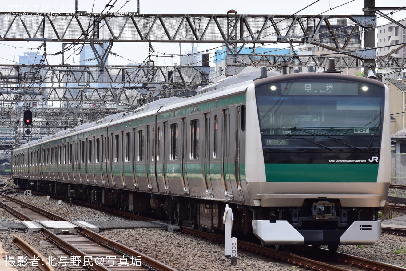 【JR東】E233系7000番台ハエ108編成東京総合車両センター出場回送の拡大写真