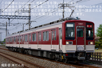 【東武】10030型11267Fが「近鉄標準色風ラッピング電車」への変更を終えて回送