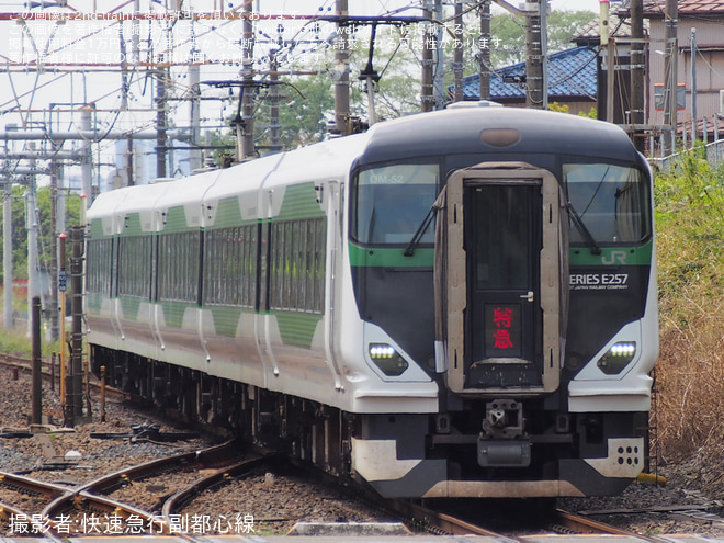 【JR東】臨時特急「あしかが大藤新宿号」を運行(2026年)を蓮田駅で撮影した写真