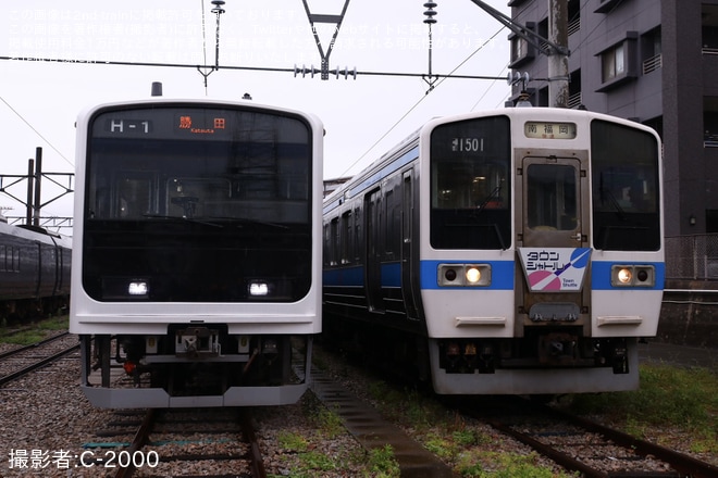 【JR九】「501系・415系の車両見学会」で415系Fo-1501編成が常磐線時代風の姿に - 南福岡車両区にて撮影