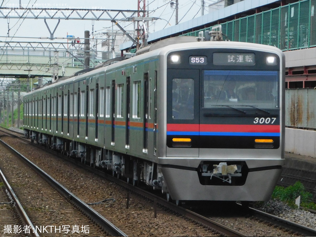 【京成】3000形3007編成宗吾車両基地出場試運転(202604)の拡大写真