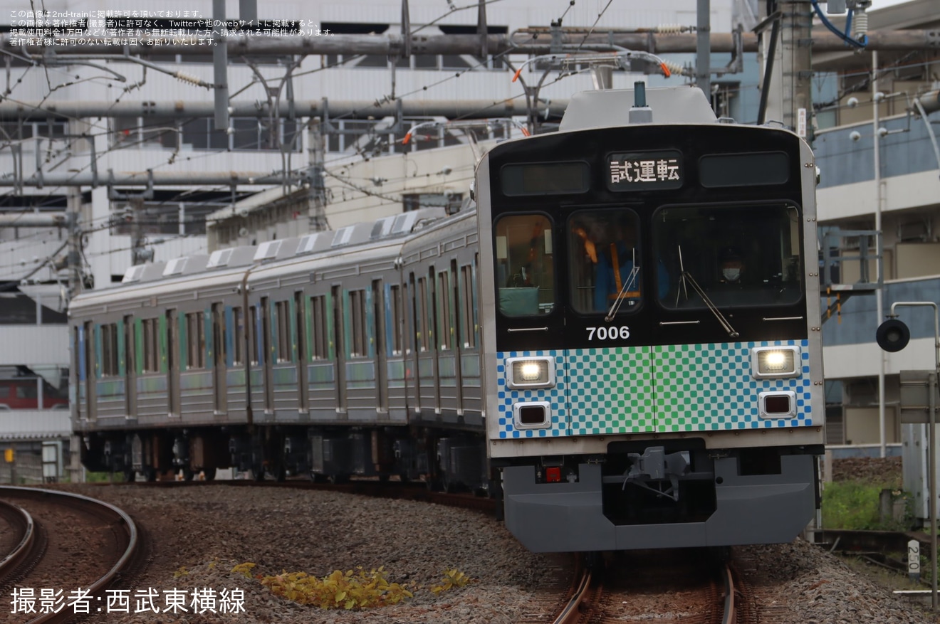 【西武】7000系7106F(元東急9007F)が武蔵丘車両検修場を出場し試運転の拡大写真