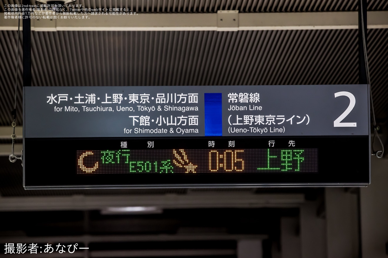 【JR東】「夜行E501系 上野凱旋運行」乗車ツアーが催行の拡大写真