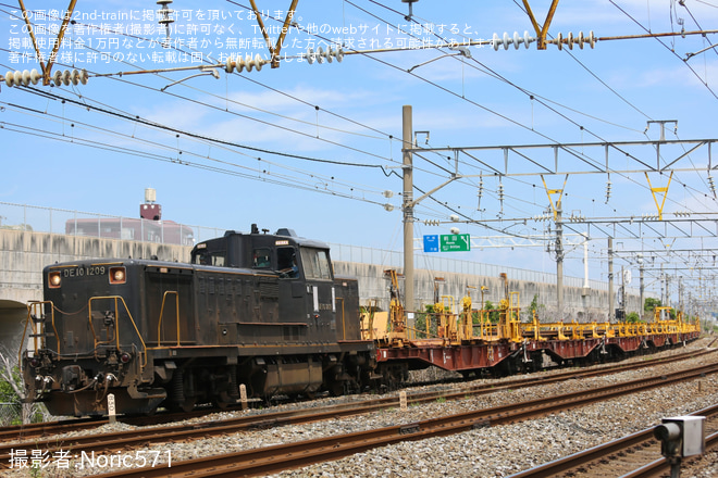 【JR九】DE10-1209牽引によるロンチキ10両編成の城野工臨実施を八幡～黒崎間で撮影した写真