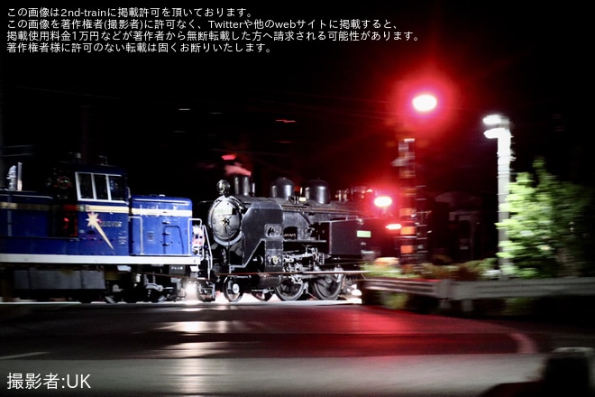 【東武】C11-325が有火状態で野岩鉄道・会津鉄道方面へ試運転を不明で撮影した写真