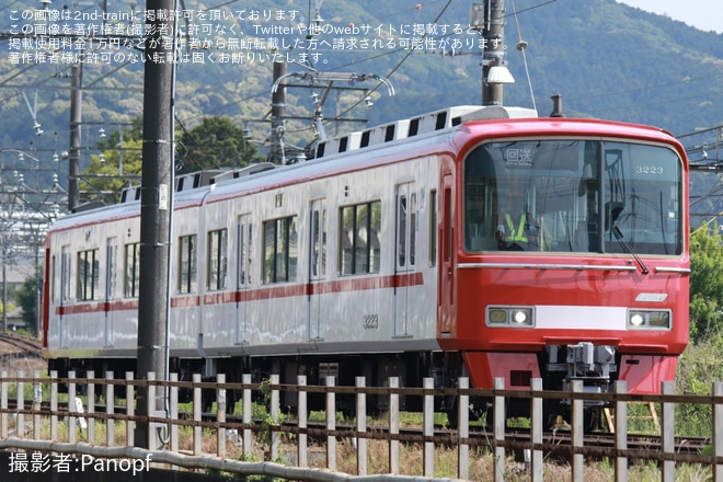 【名鉄】3100系3123F舞木検査場出場試運転を不明で撮影した写真