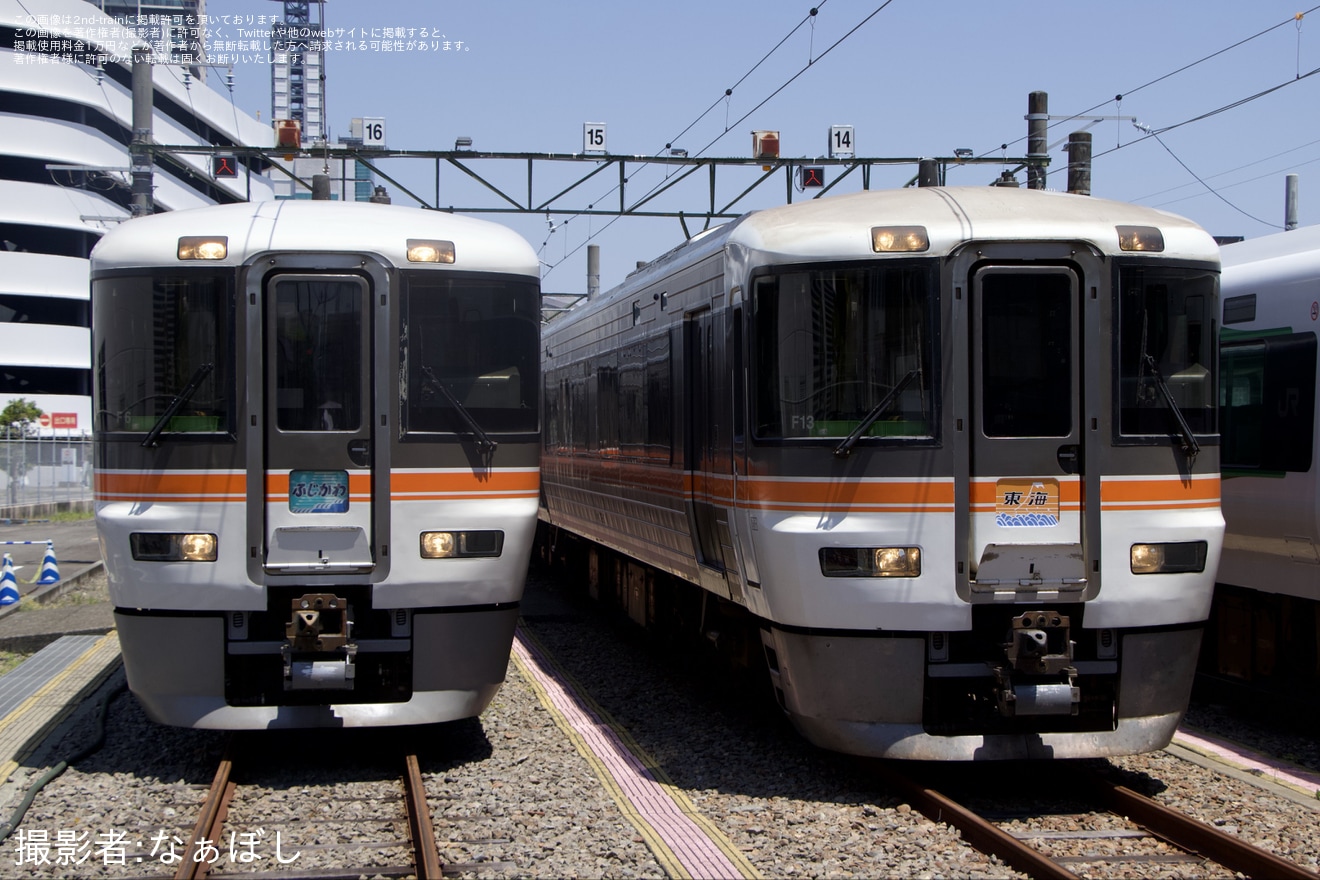 【JR海】静岡車両区で373系F6編成・F13編成とE257系OM-52編成を展示の拡大写真