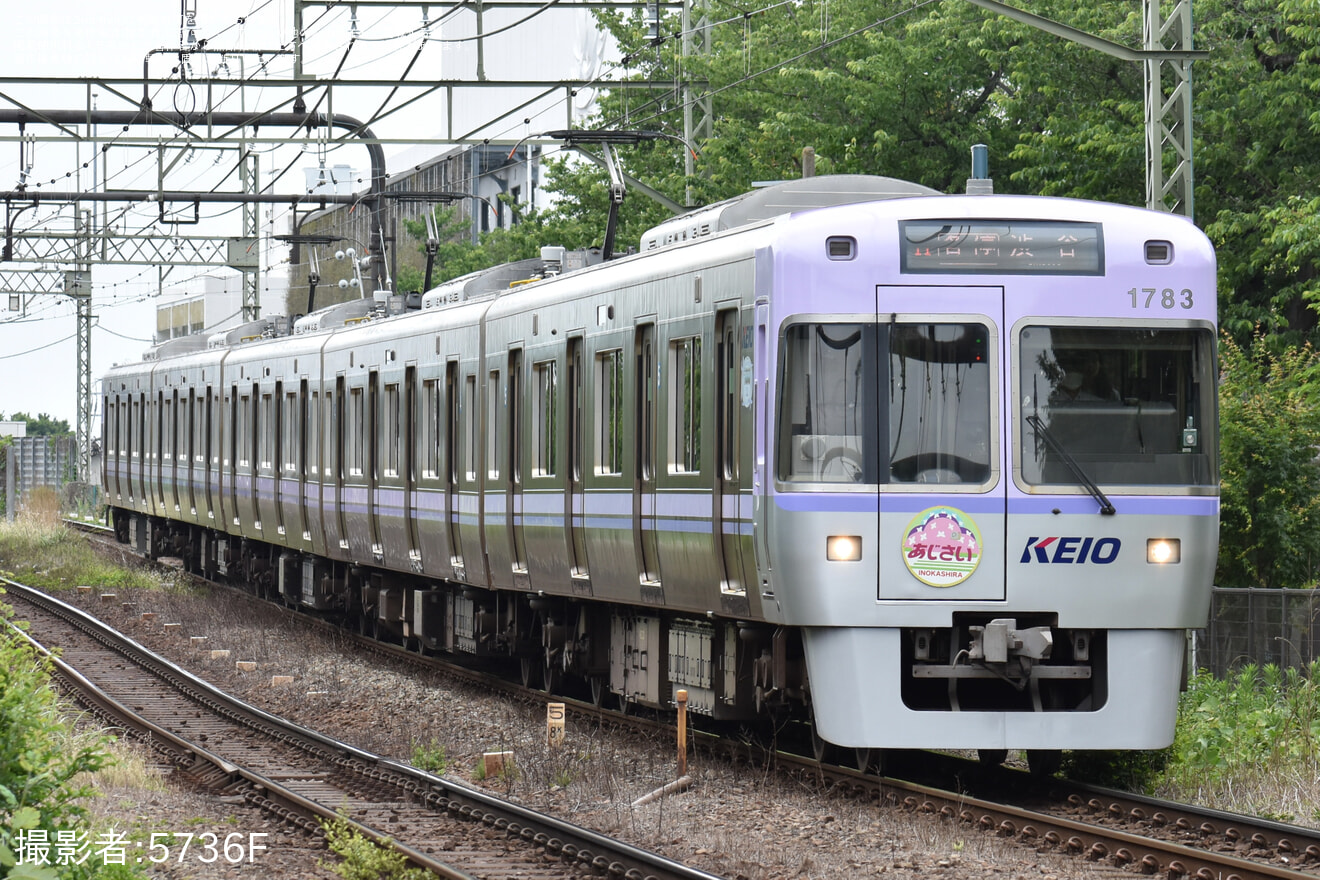 【京王】1000系1783Fに「あじさい」ヘッドマーク掲出の拡大写真