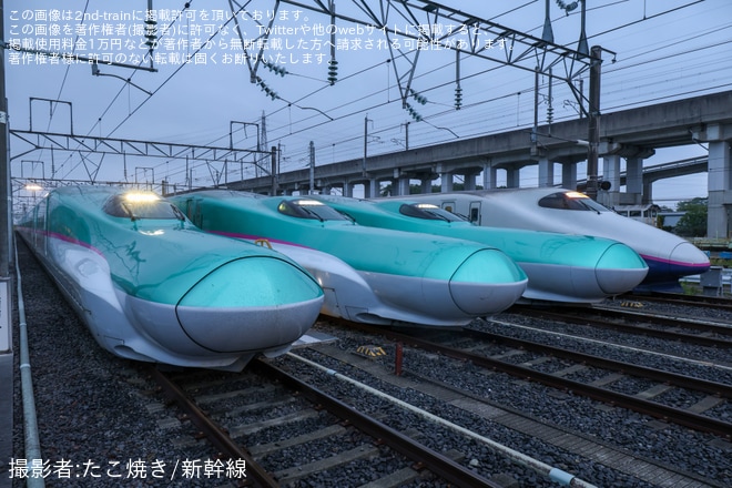 【JR東】那須塩原電留線「新幹線車両早朝撮影会」開催 - 那須塩原電留線にて撮影