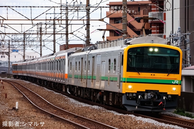 【JR東】E233系トタ青464編成+青668編成 秋田総合車両センター出場配給を不明で撮影した写真