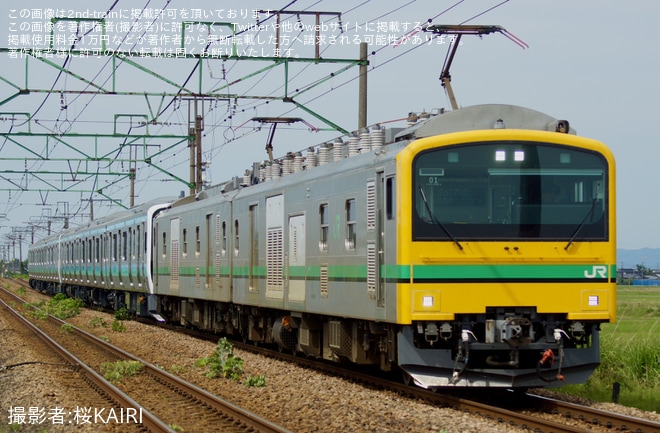 【JR東】E131系N4編成+N3編成が越後石山から配給輸送を不明で撮影した写真