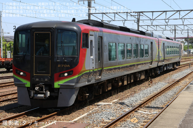 【JR四】2700系気動車2755号車が検査を終え多度津工場出場 - 多度津駅にて撮影