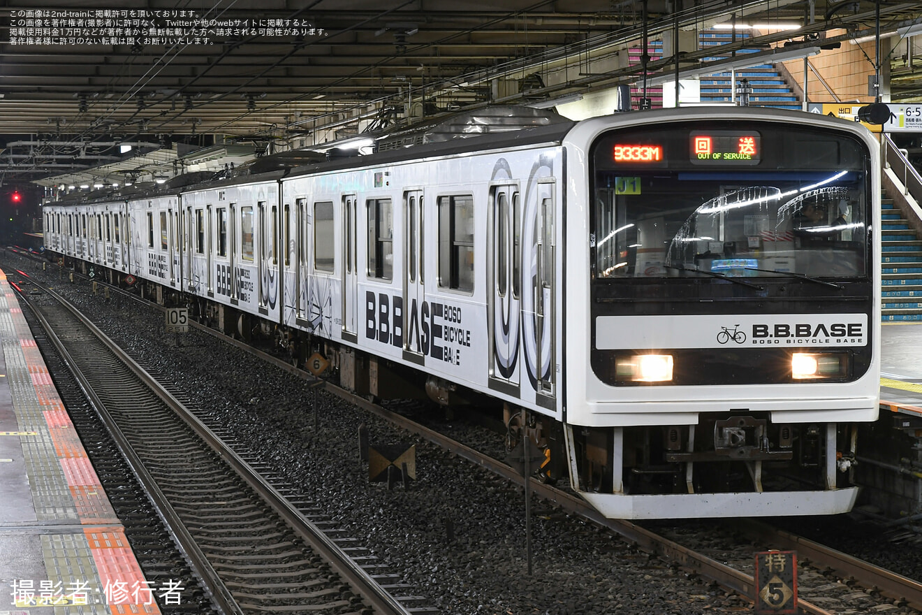 【JR東】209系「B.B.BASE」を使用した「B.B.BASE太平洋岸自転車道南房総－浜金谷」が運転の拡大写真