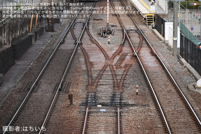 【阪急】御影駅の待避線線路の一部が撤去を不明で撮影した写真