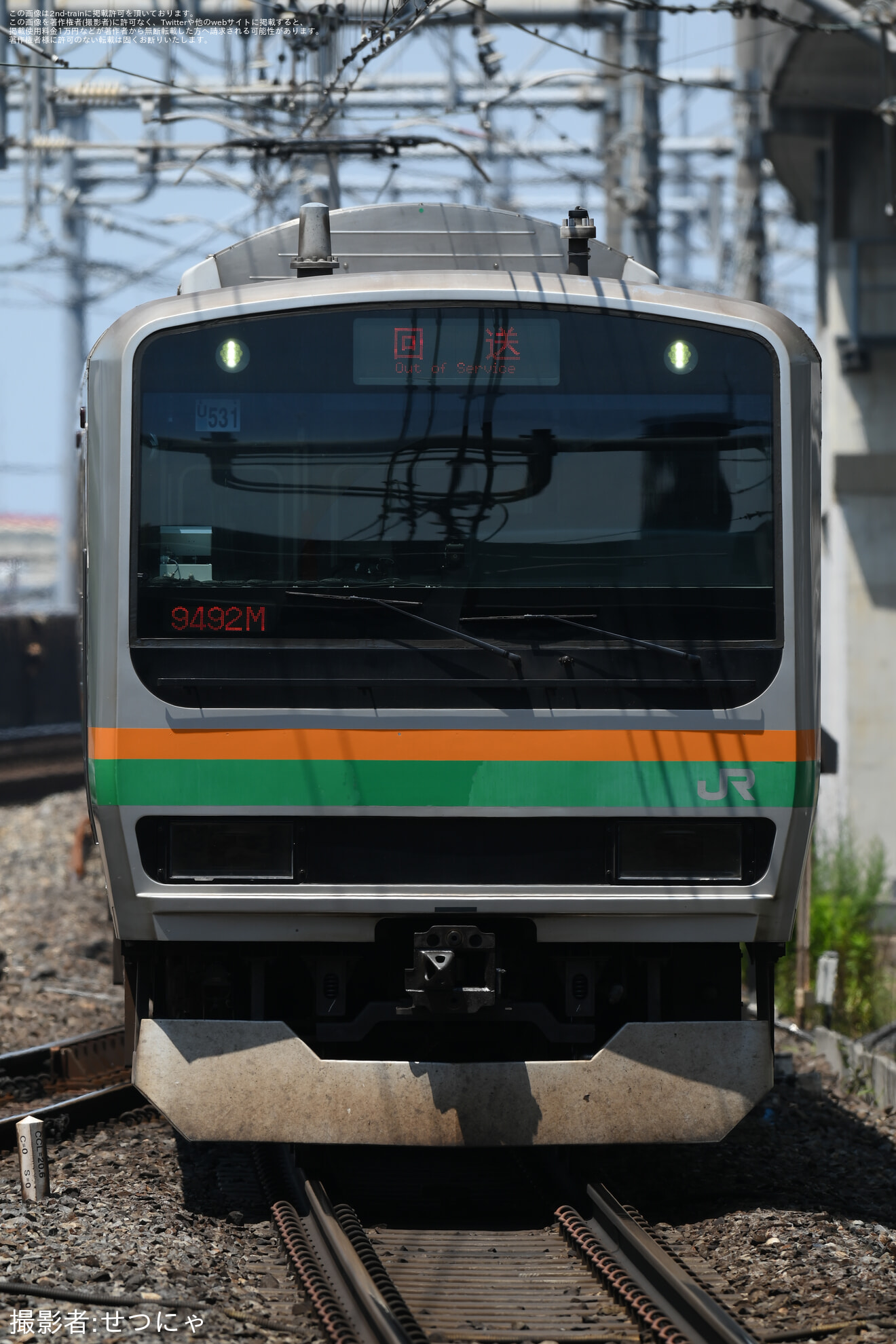 【JR東】E231系1000番台ヤマU531編成松戸車両センター我孫子派出での車輪転削に伴う返却回送の拡大写真