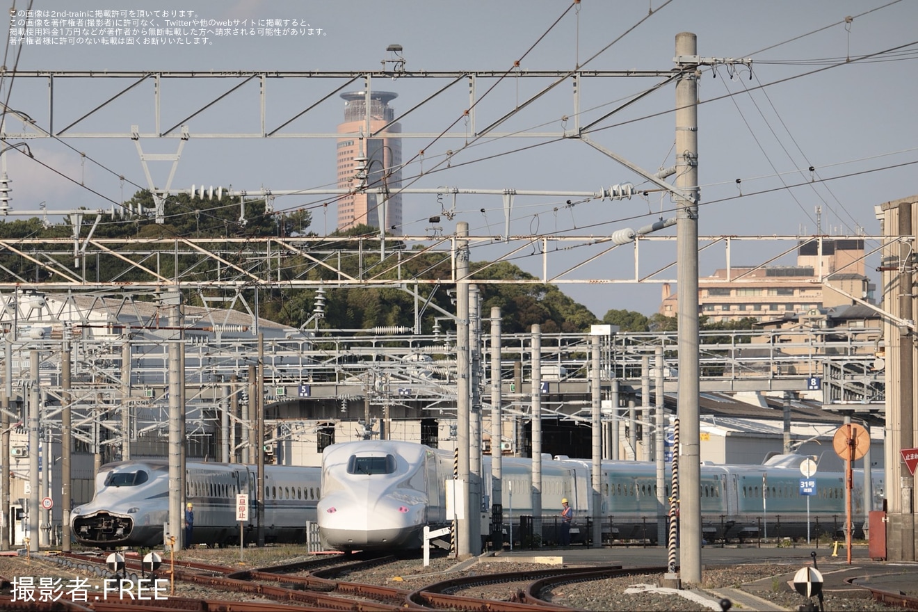 【JR海】N700A G47編成「Sparkling Dreams Shinkansen」が浜松工場で構内試運転の拡大写真