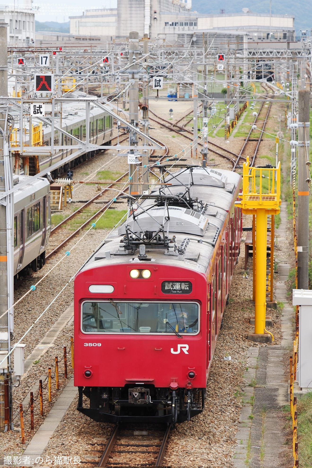 【JR西】103系BH9編成が網干総合車両所構内で試運転の拡大写真