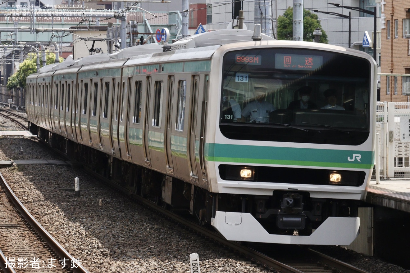 【JR東】E231系マト131編成東京総合車両センターを出場の拡大写真