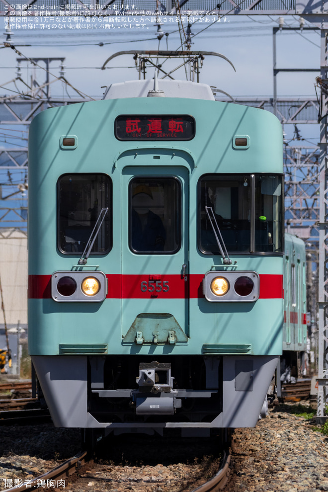【西鉄】6050形6055F筑紫車両基地検査出場試運転を不明で撮影した写真