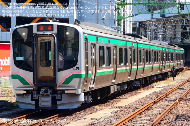 【JR東】E721系P4-11編成がワンマン対応改造を終え郡山総合車両センター出場回送を不明で撮影した写真