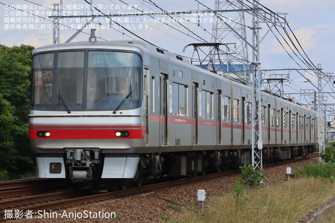 【名鉄】5000系5007Fに「5700・5300系デビュー40周年記念」系統板を不明で撮影した写真