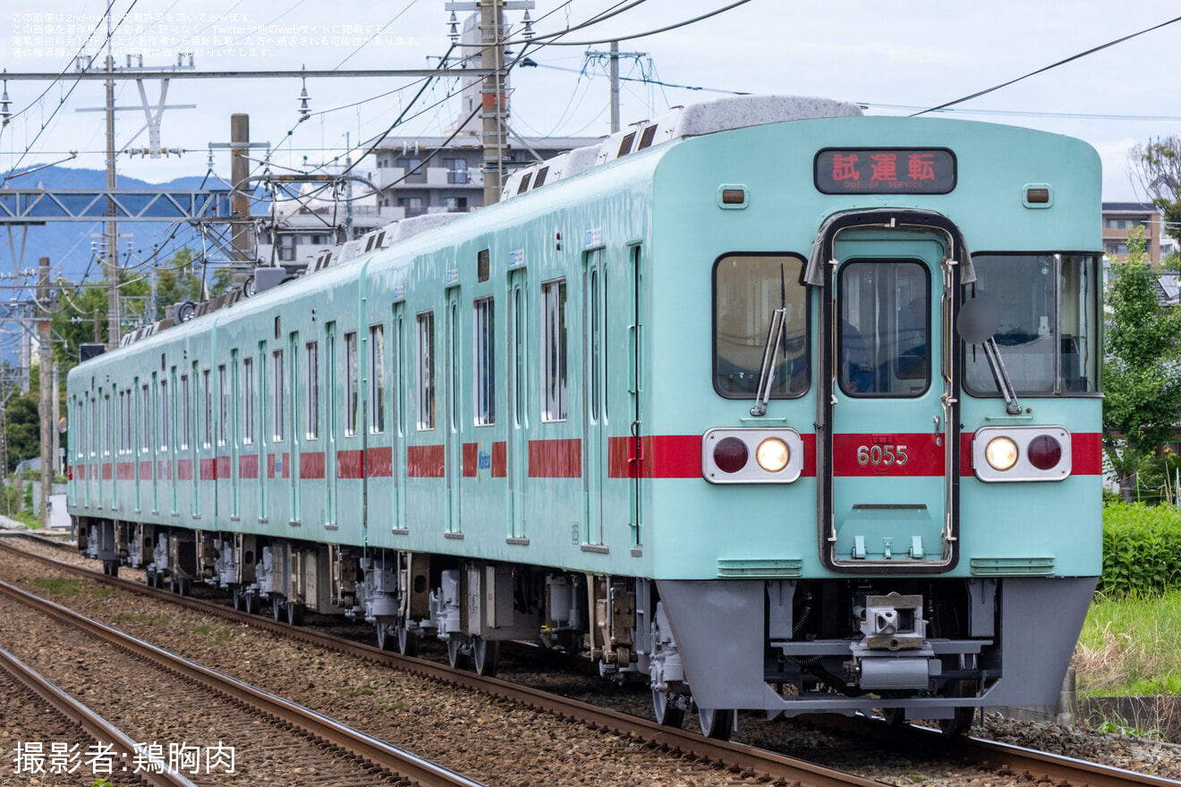 【西鉄】6050形6055F筑紫車両基地検査出場試運転の拡大写真