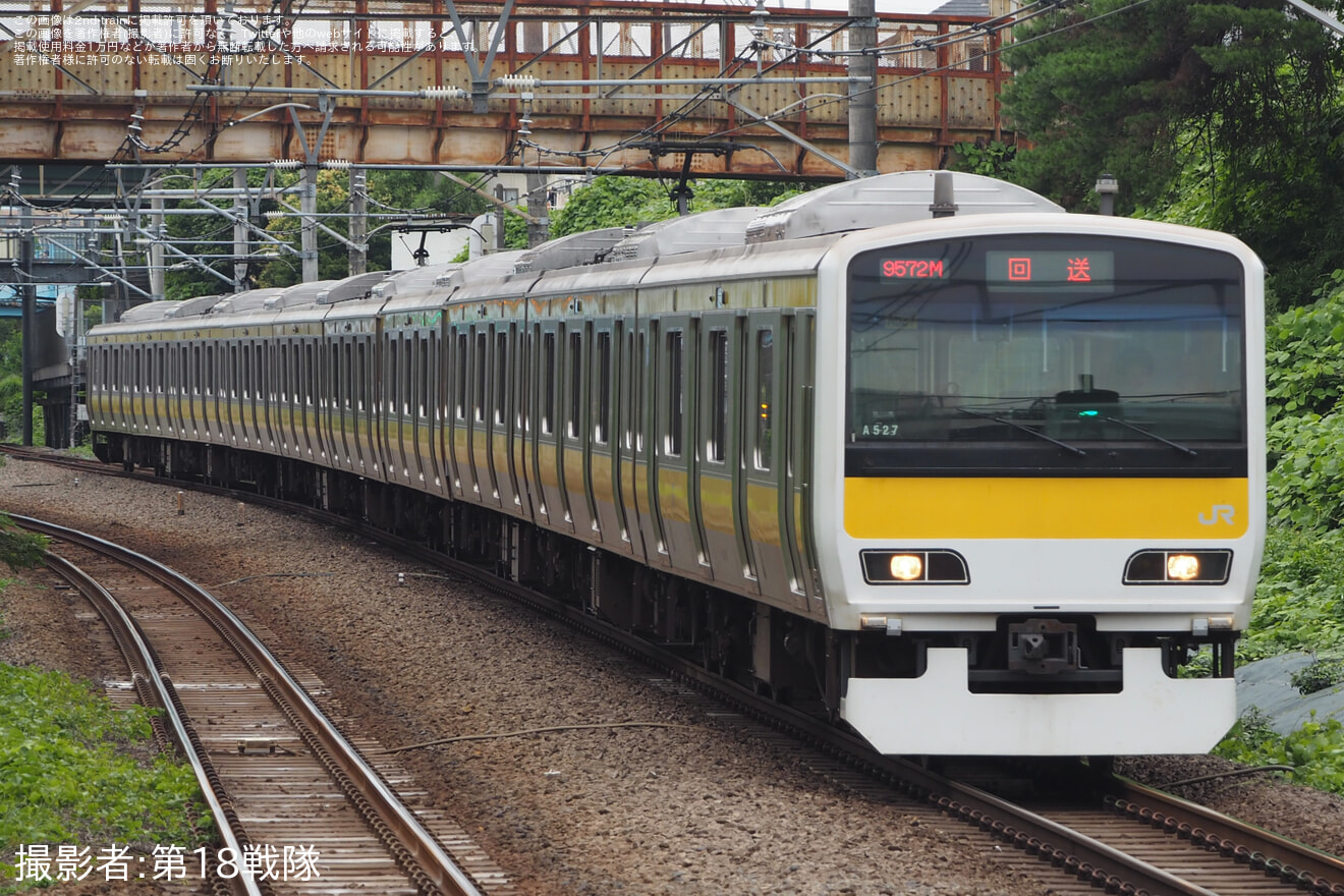 【JR東】E231系ミツA527編成 大宮総合車両センター出場の拡大写真
