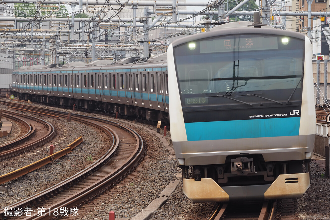 【JR東】E233系サイ105編成東京総合車両センター入場回送(202606)の拡大写真