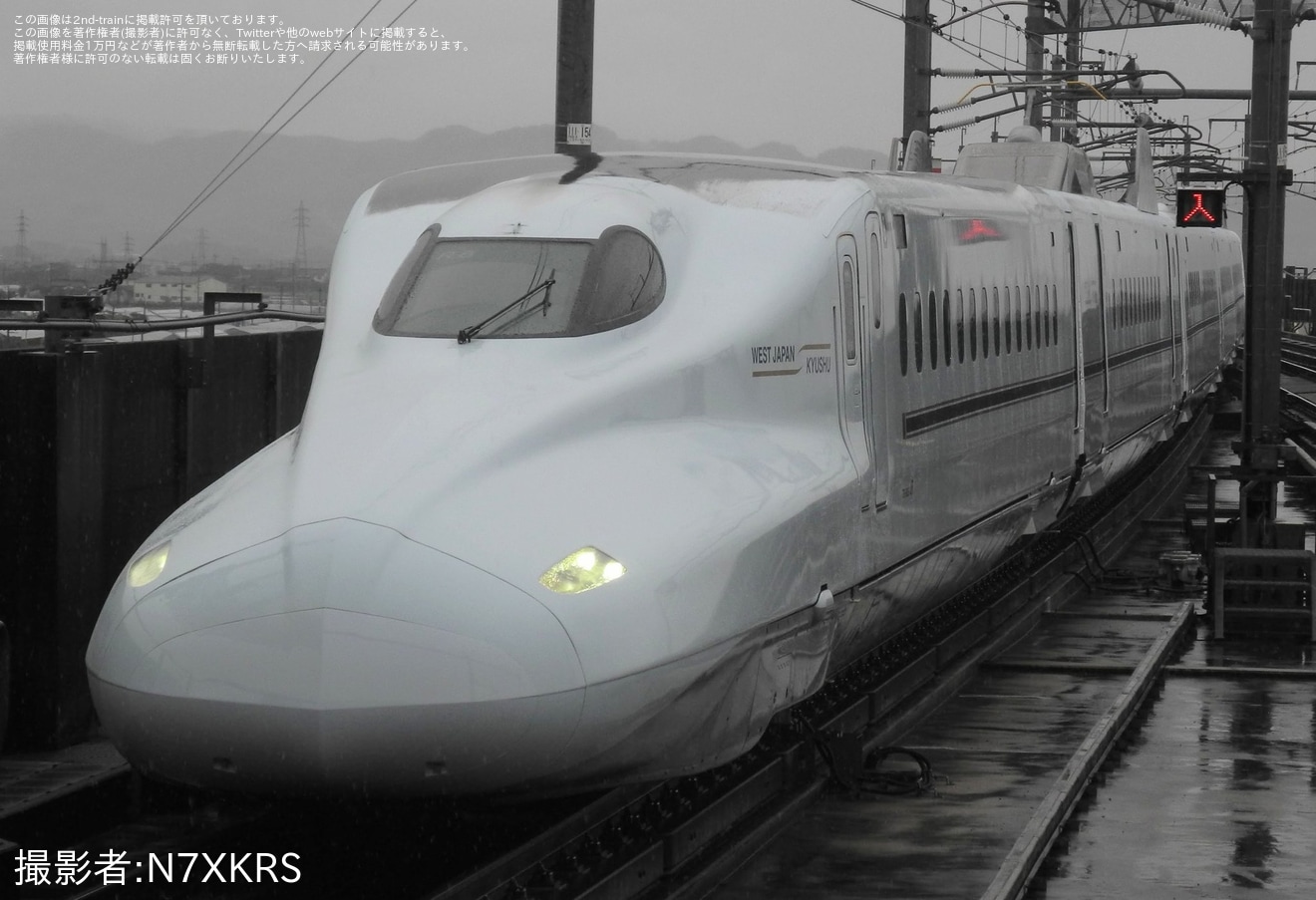 JR九】N700系R8編成が全般検査を終えて出場試運転、塗装省略とみられる