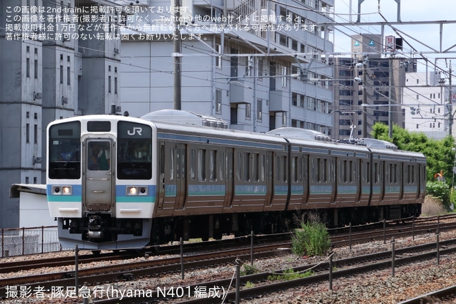 【JR東】211系1000番台N318編成が延命工事を実施し長野総合車両センター構内試運転を不明で撮影した写真