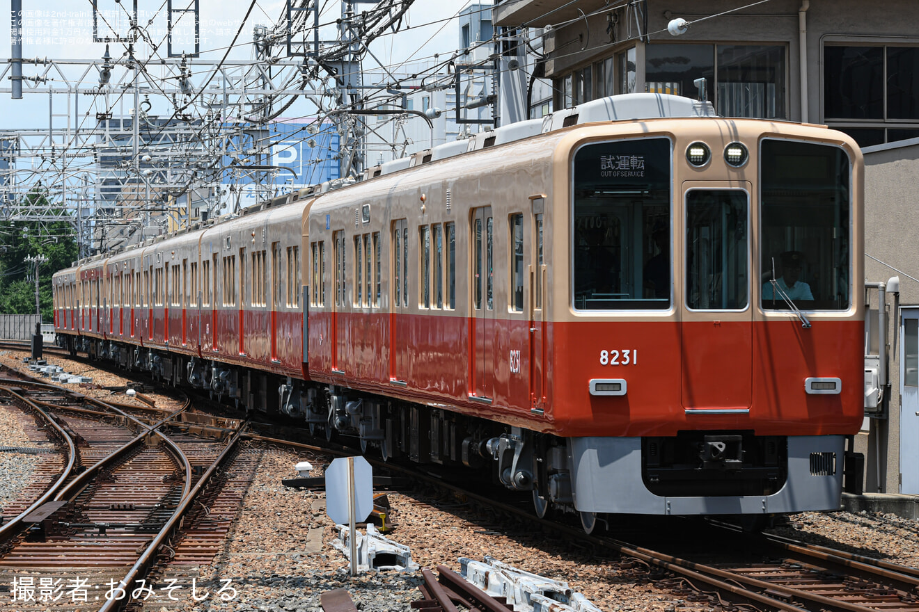 【阪神】8000系8231Fが赤胴車塗装となり尼崎工場を出場の拡大写真
