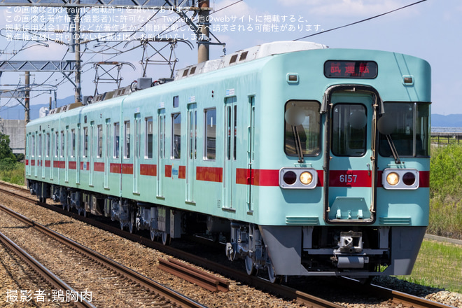 【西鉄】6050形6157F筑紫車両基地出場試運転を不明で撮影した写真