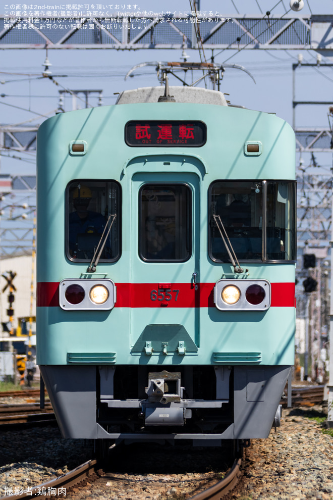 【西鉄】6050形6157F筑紫車両基地出場試運転を不明で撮影した写真