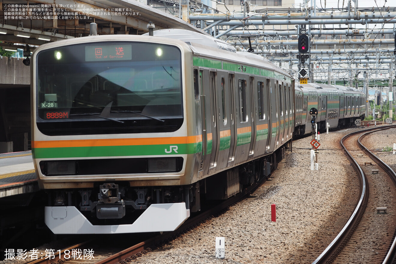 【JR東】E231系コツK-28編成東京総合車両センター出場回送(202606)の拡大写真