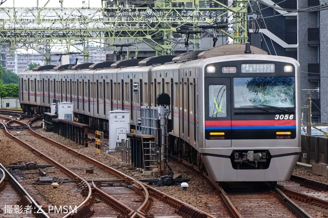 【京成】3050形3056編成が神奈川新町へ入庫を不明で撮影した写真